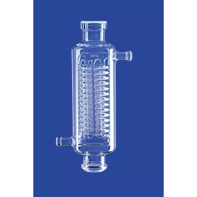   Nagy hatékonyságú kondenzátor 4 Spirál, Csiszolat kúpos és NS45/40 foglalattal, hűtőfelület 2,350 cm3, köpeny hossza 300 mm, víz