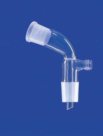 Vevő adapter, hajlított, GL 18 menettel, Csiszolat aljzat/Csiszolat kúp NS 29/32, DURAN® csőből