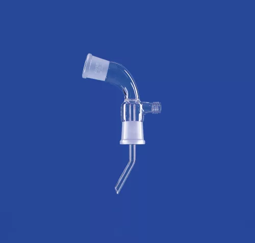 Adapter Desztilláló vevőhöz acc. Bredthez, hajlított, felső foglalat NS 14/23, alsó foglalat NS 19/26, DURAN® cső