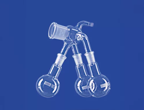 Desztilláló vevőegység acc. Bernauerhez, 3 db 100 ml-es lombikkal, felső foglalat NS 19/26, DURAN® cső