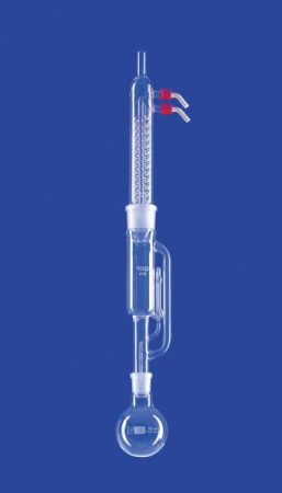 Extractor acc. Soxhlethez, extraháló 100 ml, Dimroth kondenzátorral NS 45/40, lombik 250 ml, DURAN® csőből, lombik DURAN®
