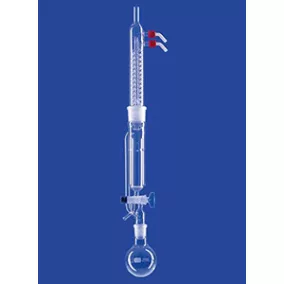   Extractor Thielepape szerint, extraháló 150 ml, Dimroth kondenzátorral NS45/40, extraháló fej extraháló gyűszűkkel, lombik