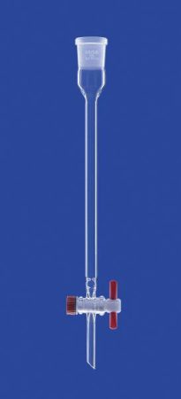 Kromatográfiás oszlop bemélyedésekkel és PTFE elzárócsappal, effektív hossza 600 mm, 430 ml, foglalat NS 29/32, DURAN® csőből