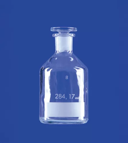 Oxigénmeghatározó palack a Winkler szerint, 250-300 ml NS19/26 csatlakozó , NSglass dugóval, beállított üveggel és dugóval