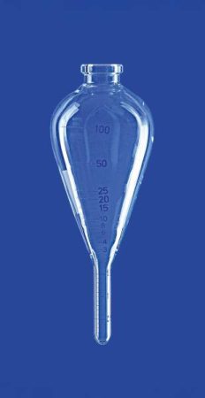 ASTM centrifugacső, körte alakú, űrtartalom 100 ml, beosztás 100 ml-ig, 50 és 100 ml-es jelölésekkel, DURAN® csőből
