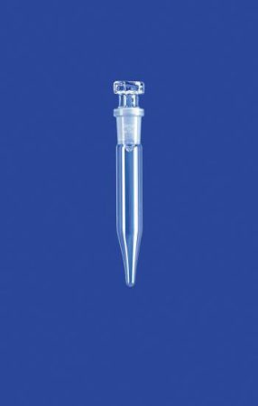 Kémcső NS csatlakozással, Csiszolat kúpos fenékkel, foglalat NS 14/23, átmérő 17xmagasság 120 mm, hatszögletű üvegdugóval, DURAN® csőből