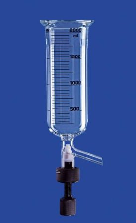 Reaktor,hengeres,lehúzószelep,DN 150,2.000 ml,külső/belső átmérő 160/150mm,magasság kb. 310 mm, szelep 10 mm, DURAN csőből készült