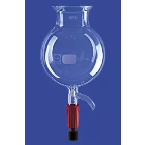    Reaktor, gömb alakú, elszívó szelep, DN 100,10.000 ml, külső átmérő 280mm, magasság kb. 430mm, szelep 20mm, DURAN csőből