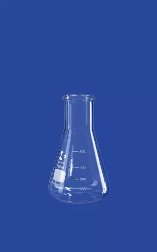 Erlenmeyer lombik, széles nyakú, 50 ml-es, gyöngyös peremű, DURAN®
