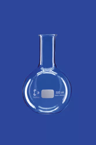 Lapos aljú lombik, keskeny nyakú, 5.000 ml-es, gyöngyös peremű, DURAN®
